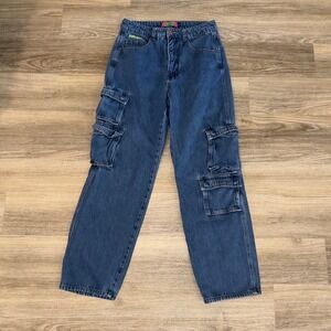 Empyre Tori Cargo Jeans Womens 6 Blue Baggy Y2K Skate Utility Denim